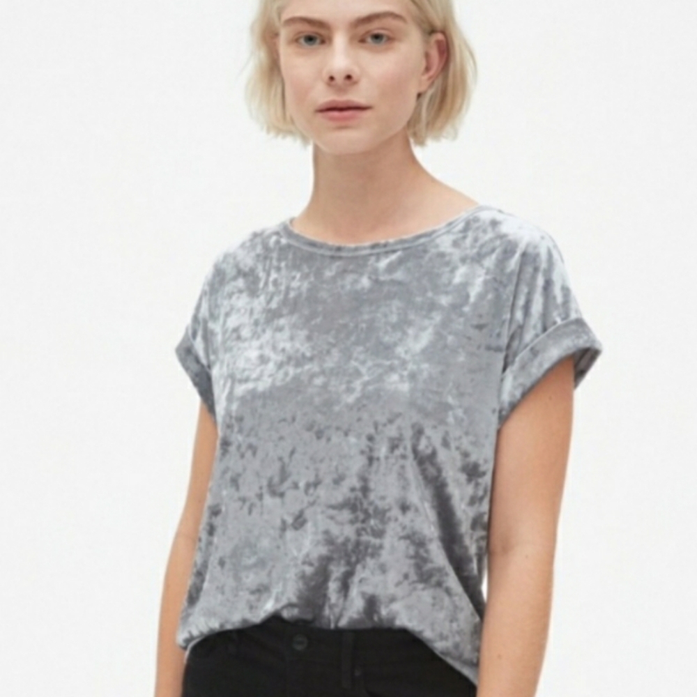 Silver Crushed Velvet Top